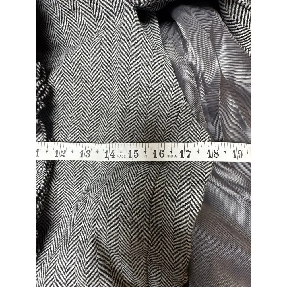 Banana Republic Olivia Palermo Herringbone Cape Jacket XS Petite Belted Wool - Picture 8 of 9
